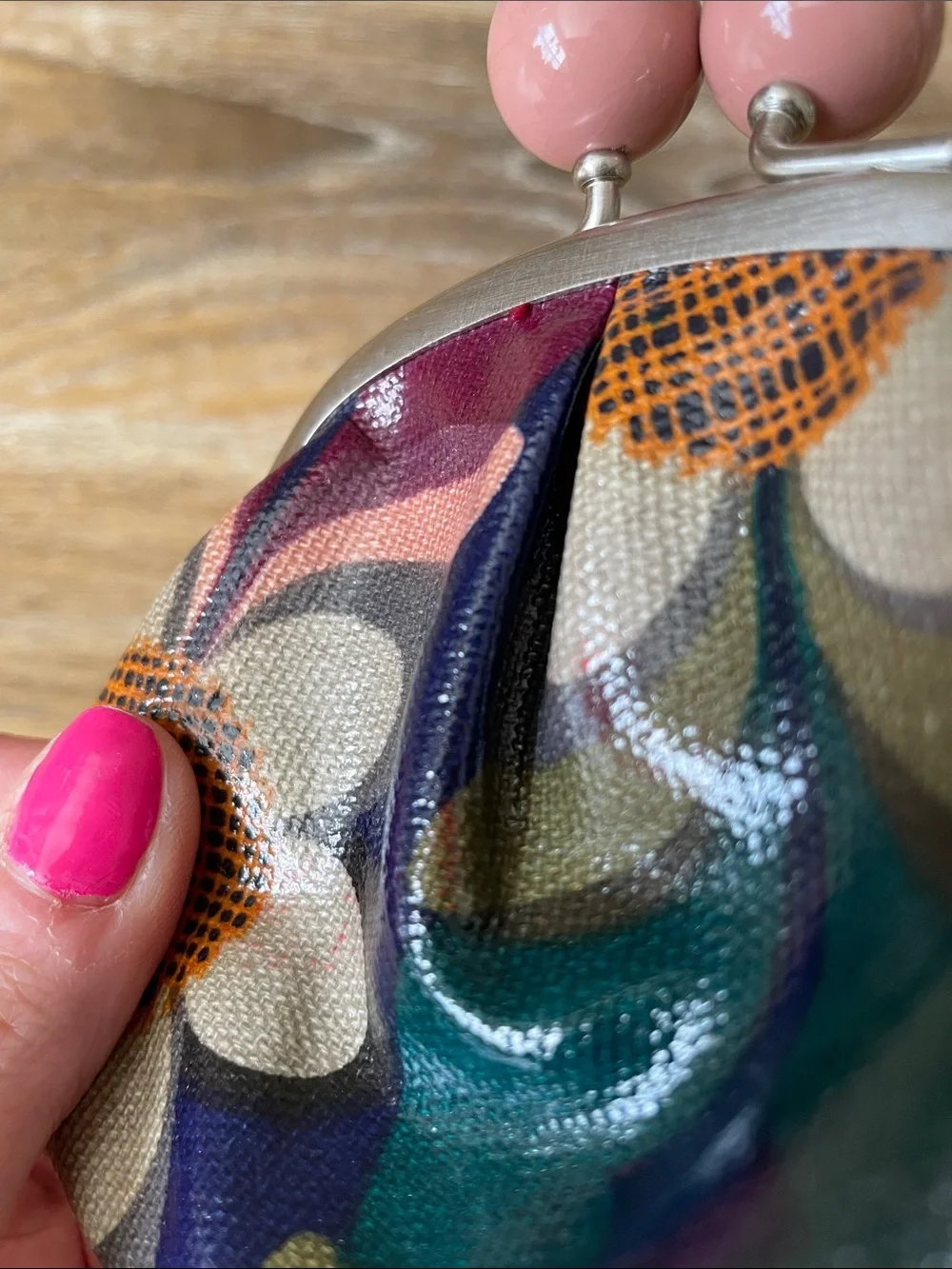 Fossil Key-Per Coated Canvas Kiss-lock Coin Purse